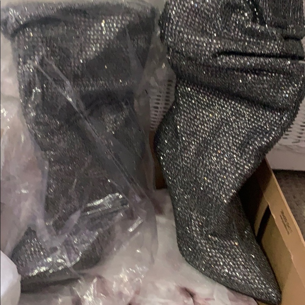 Boots. Pewter with glitter
